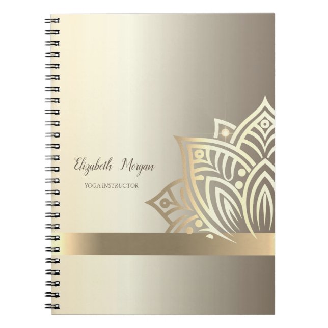 Cuaderno Flor de Loto Dorada Chic Yoga (Frente)