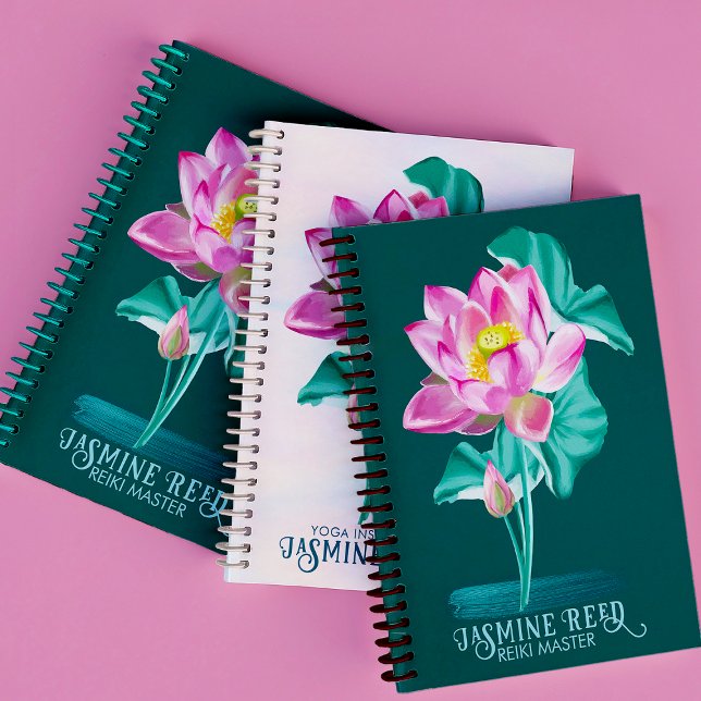 Cuaderno Flor de Loto Rosa Zen | Maestros y Sanadores Reiki (Reiki Master Gift Idea! Beautiful hand painted lotus flower notebook!)