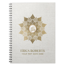 Cuaderno Flor de Lotus del oro del símbolo de OM de la yoga