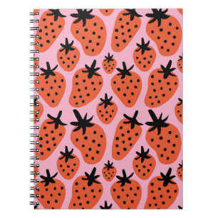 Cuaderno Flor de mano libre divertida y dibujo de fresa. Se