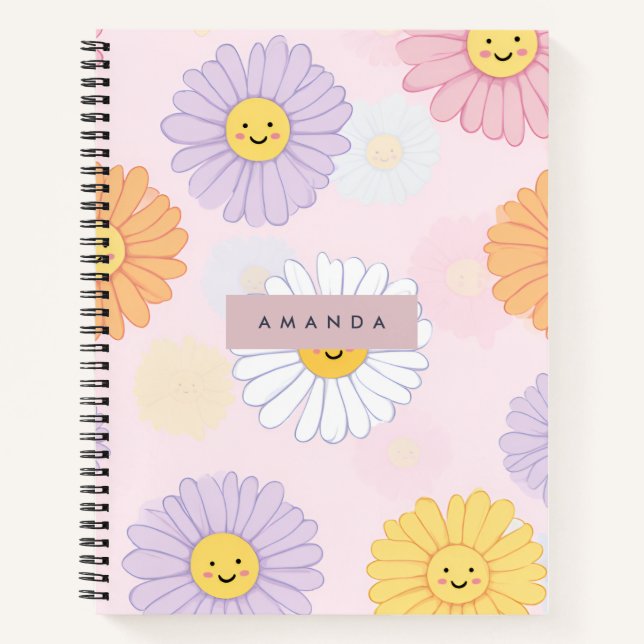 Cuaderno Flor de margarita personalizada (Anverso)