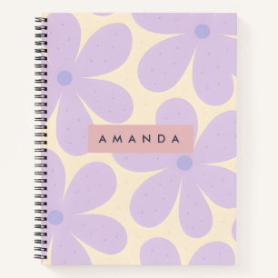 Cuaderno Flor de margarita personalizada de lavanda suave