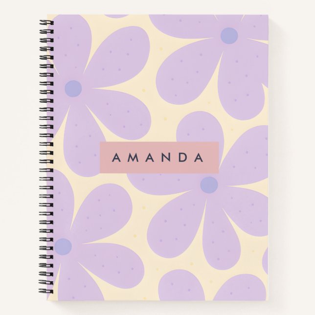 Cuaderno Flor de margarita personalizada de lavanda suave (Anverso)