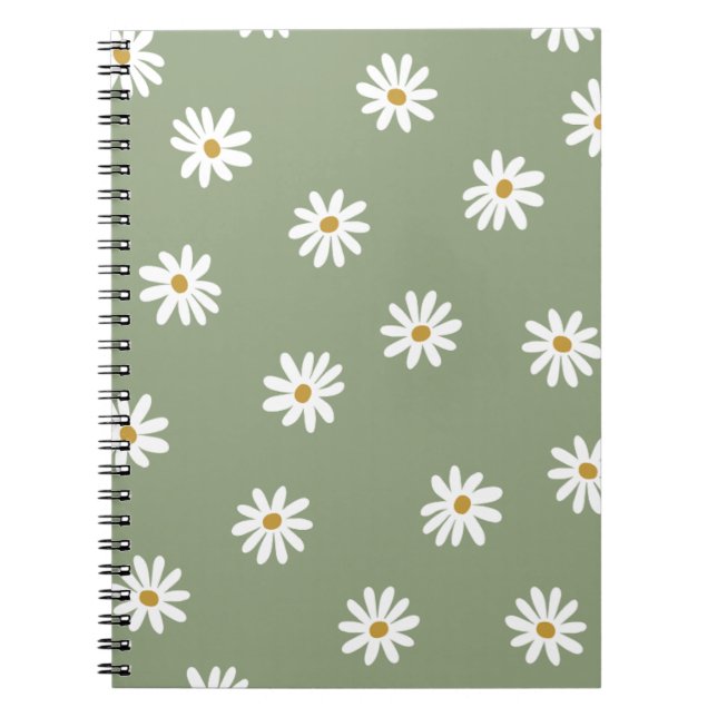 Cuaderno Flor de margarita verde pastel (Frente)