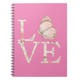 Cuaderno Flor de mariposa de amor rosa