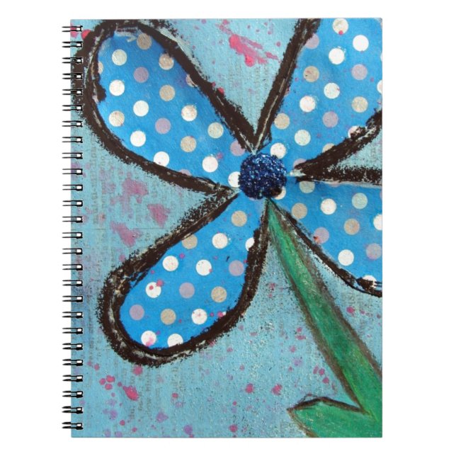 Cuaderno Flor de medios mixtos de puntos de polka (Frente)