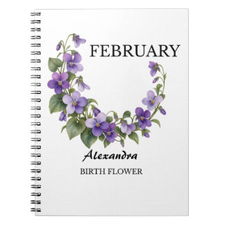 Cuaderno Flor de nacimiento de violeta de febrero