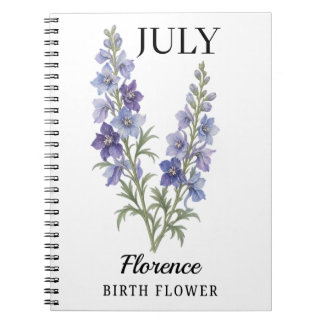 Cuaderno Flor de nacimiento personalizada de julio Larkspur