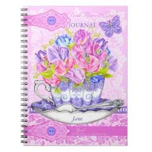 Cuaderno Flor de nacimiento y encaje de abril de Gem