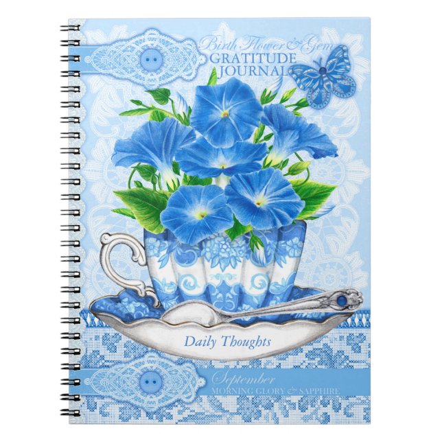 Cuaderno Flor de nacimiento y encaje de septiembre de Gem (Frente)