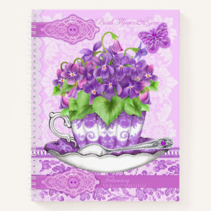 Cuaderno Flor de nacimiento y Gem Febrero Lace Long