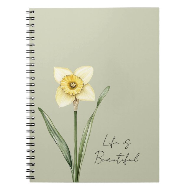 Cuaderno Flor de Narciso Amarillo Blanco Verde (Frente)