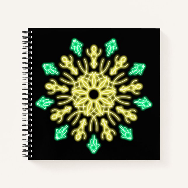 Cuaderno Flor de neón amarillo y verde (Anverso)