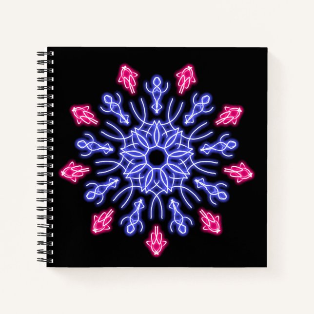 Cuaderno Flor de neón azul y rojo (Anverso)
