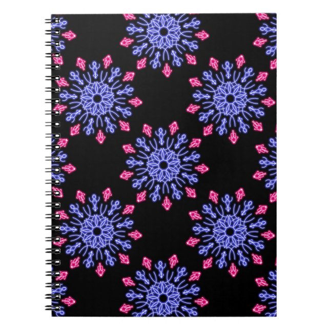 Cuaderno Flor de neón azul y rojo (Frente)
