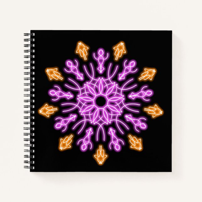 Cuaderno Flor de neón rosa y naranja (Anverso)