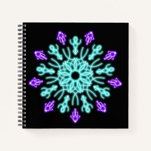 Cuaderno Flor de neón turquesa y púrpura