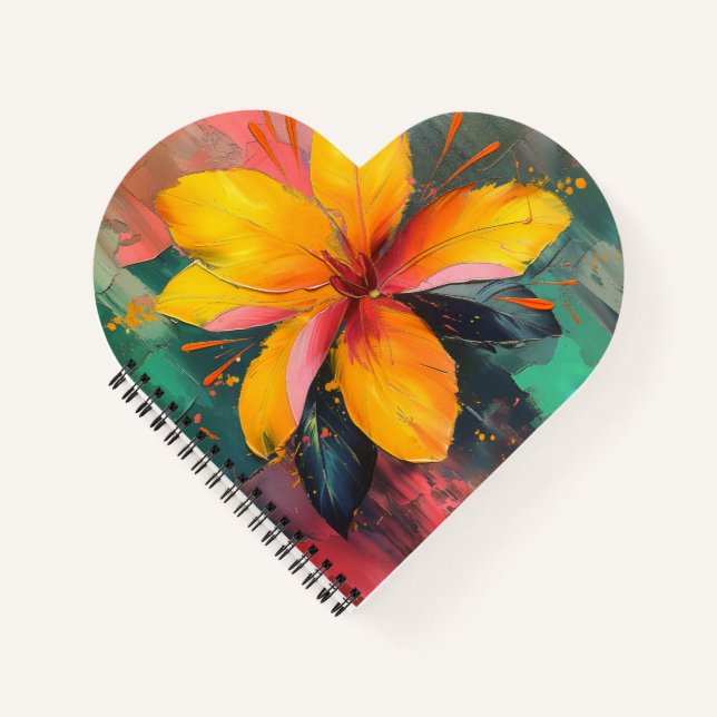Cuaderno Flor de Oro – Expresión Floral Abstracta Vibrante (Anverso)