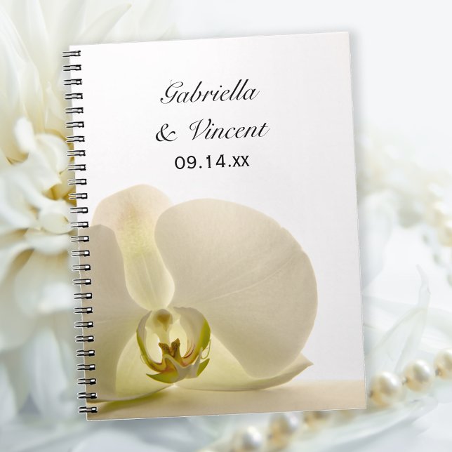 Cuaderno Flor de orquídea sobre Boda blanco (Subido por el creador)