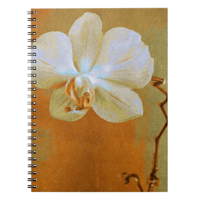 Cuaderno Flor de orquídea única en tonos de arte Naranja (Frente)
