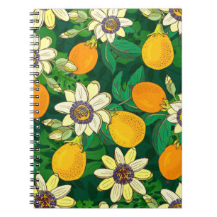 Cuaderno Flor de pasión (pasiflora, fruta de la pasión) e