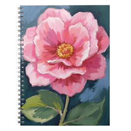 Cuaderno Flor de Peonía Rosa Acuarela Floral