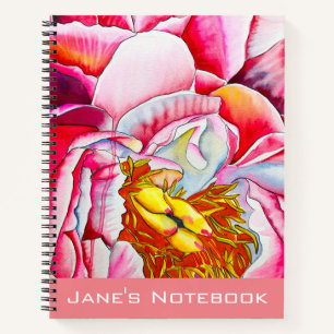 Cuaderno Flor de peonía rosa acuática