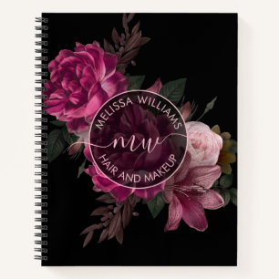 Cuaderno Flor de Peonía Rosa Logotipo Negro