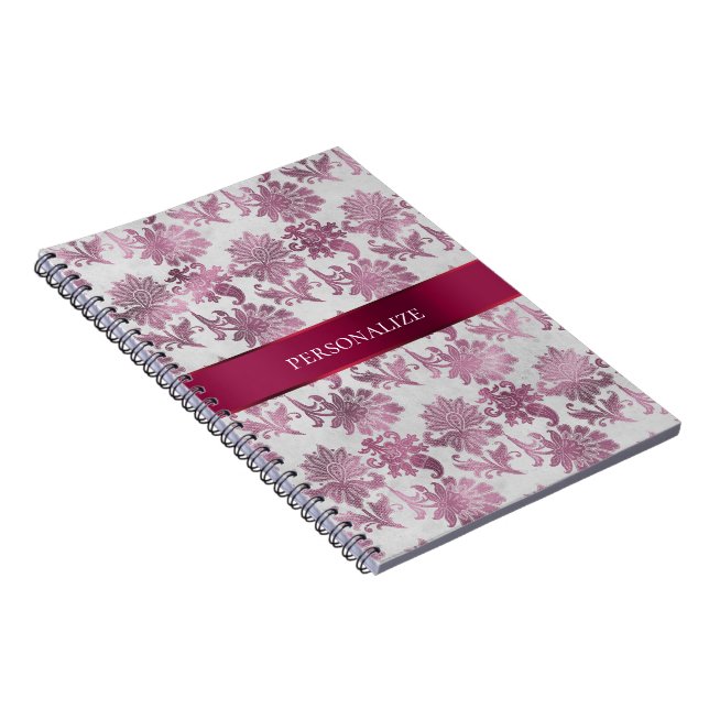 Cuaderno Flor de plata roja de Borgoña (Lado Derecho)