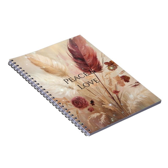 Cuaderno Flor de plumas de crema roja (Lado Derecho)