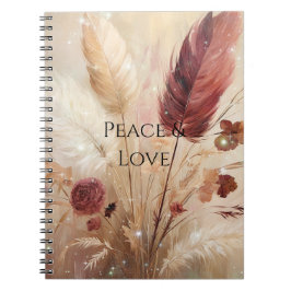 Cuaderno Flor de plumas de crema roja