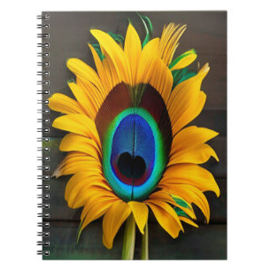 Cuaderno Flor de plumas de sol de pavo real