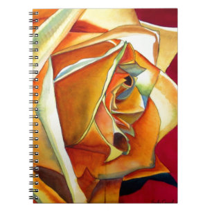 Cuaderno Flor de rosa amarilla original acuarela Art