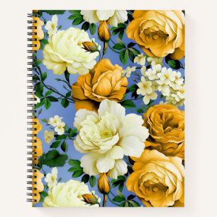 Cuaderno Flor de rosa amarillo retro grande