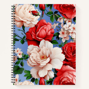 Cuaderno Flor de rosa roja retro grande