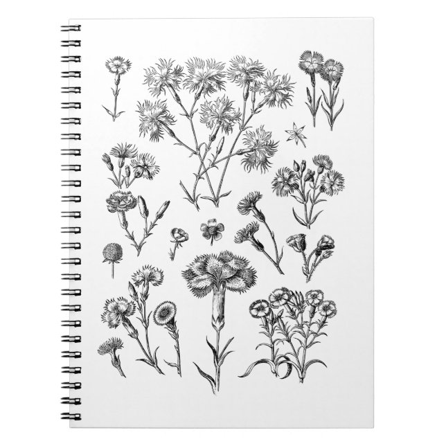 Cuaderno Flor de tatuaje blanco y negro (Frente)