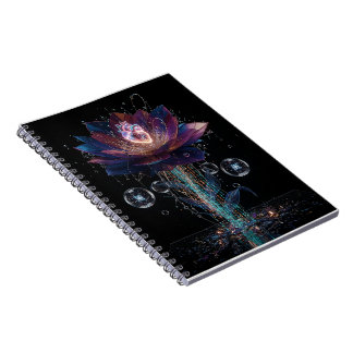 Cuaderno Flor de Tecnología Vibrante: Corazón de Arte de Lu