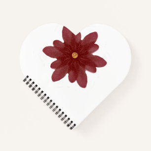 Cuaderno Flor de terciopelo rojo elegante sobre negro Flo