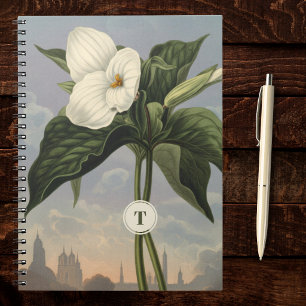 Cuaderno Flor de Trillium Blanca en estilo Temple of Flora