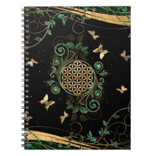 Cuaderno Flor de vida - Bizcocho malaquita y mariposas