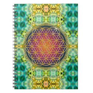 Cuaderno Flor de vida - oro - fractal 2