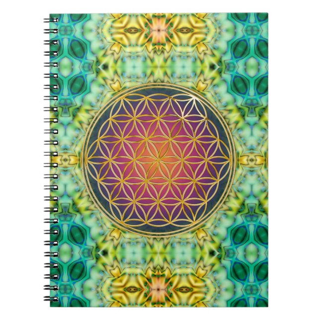 Cuaderno Flor de vida - oro - fractal 2 (Frente)