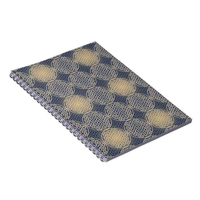 Cuaderno Flor de vida - patrón de sello - arena azul (Lado Derecho)