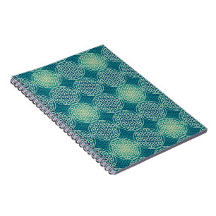 Cuaderno Flor de vida - patrón de sello - azul cian