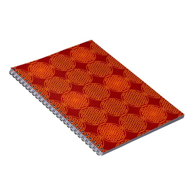 Cuaderno Flor de vida - patrón de sello - rojo naranja (Lado Derecho)