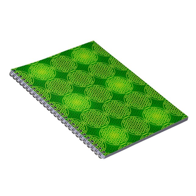 Cuaderno Flor de vida - patrón de sello - verde (Lado Derecho)