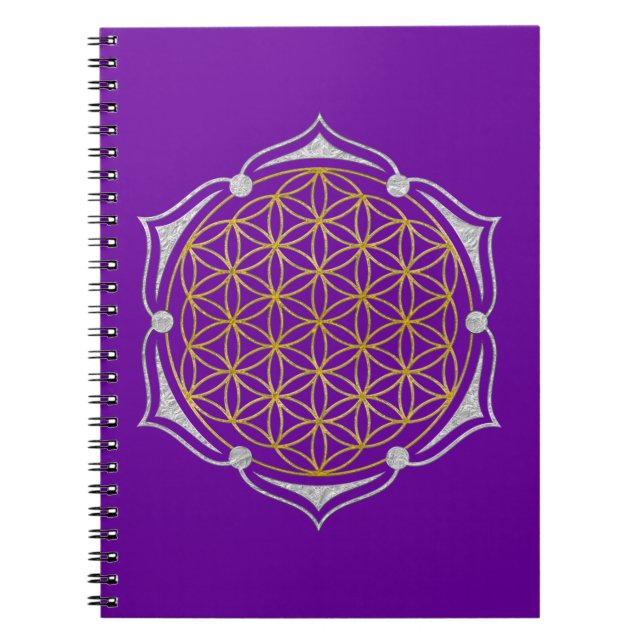 Cuaderno Flor de vida - plata de oro de Lotus (Frente)