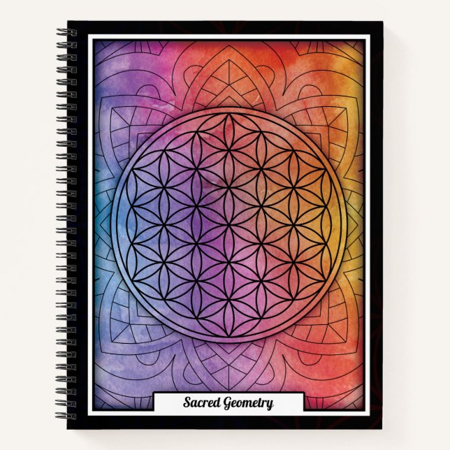 Cuaderno Flor de vida sagrada personalizada de geometría (Anverso)