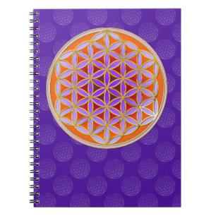 Cuaderno Flor de vida - Violeta naranja estilo botón