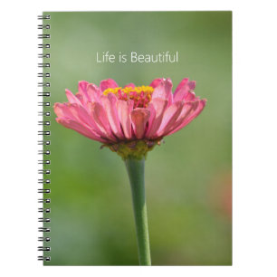 Cuaderno Flor de Zinnia Rosa (mi fotografía)